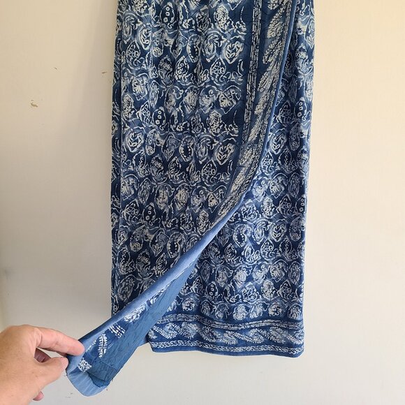 Charter Club Dresses & Skirts - Vintage 100% Silk Midi Wrap Skirt 4 Blue Straight Waist 24" Classic Charter Club